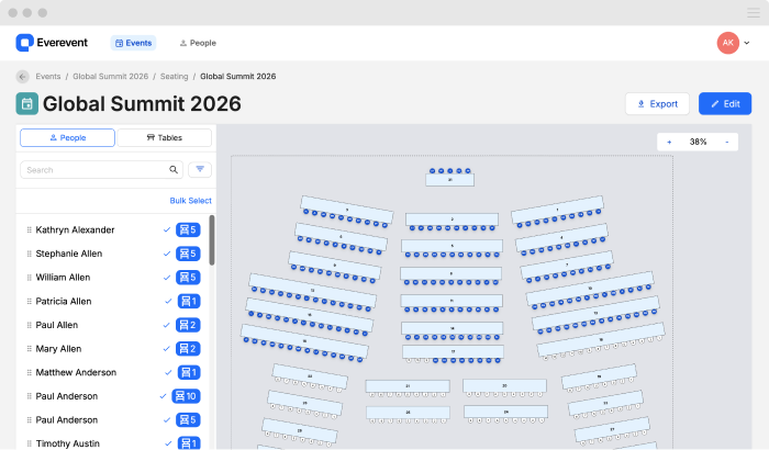 Everevent
      event dashboard with seating plans
