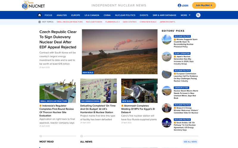 Nucnet Website Screenshot