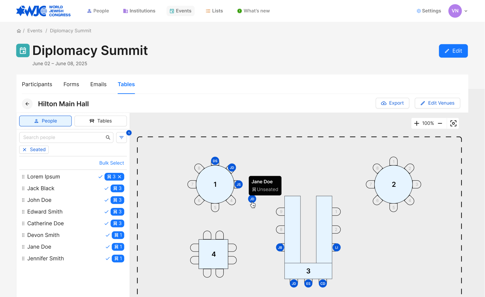 Homepage of the WJC “Global Unity Map” platform