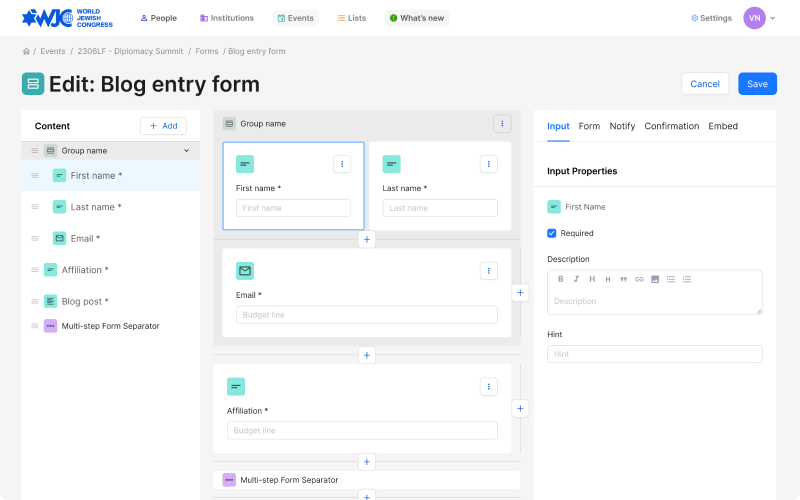 WJC Gum Platform Interface Screenshot