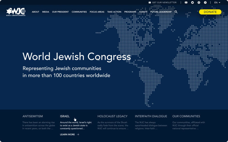 Homepage of the World Jewish Congress official website
